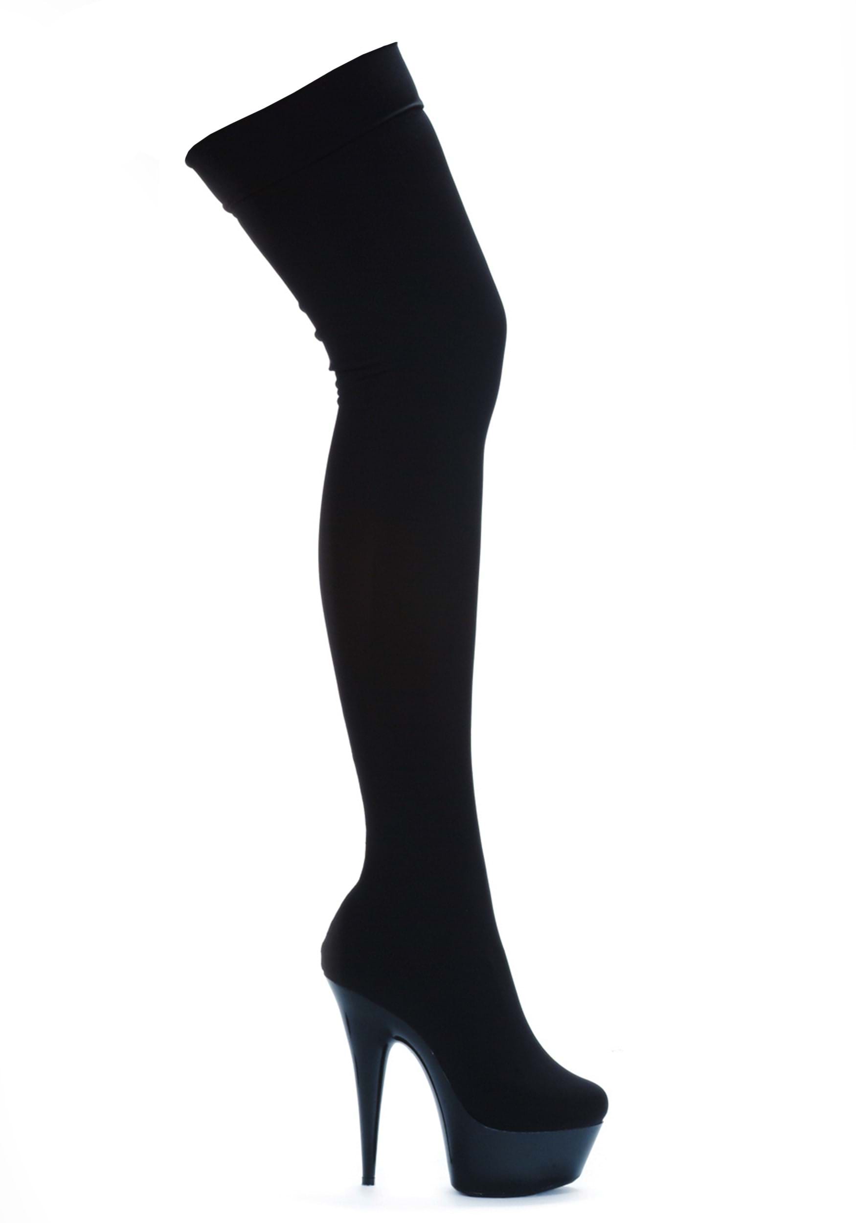 Women's Black Stretch Lycra Thigh High Boots