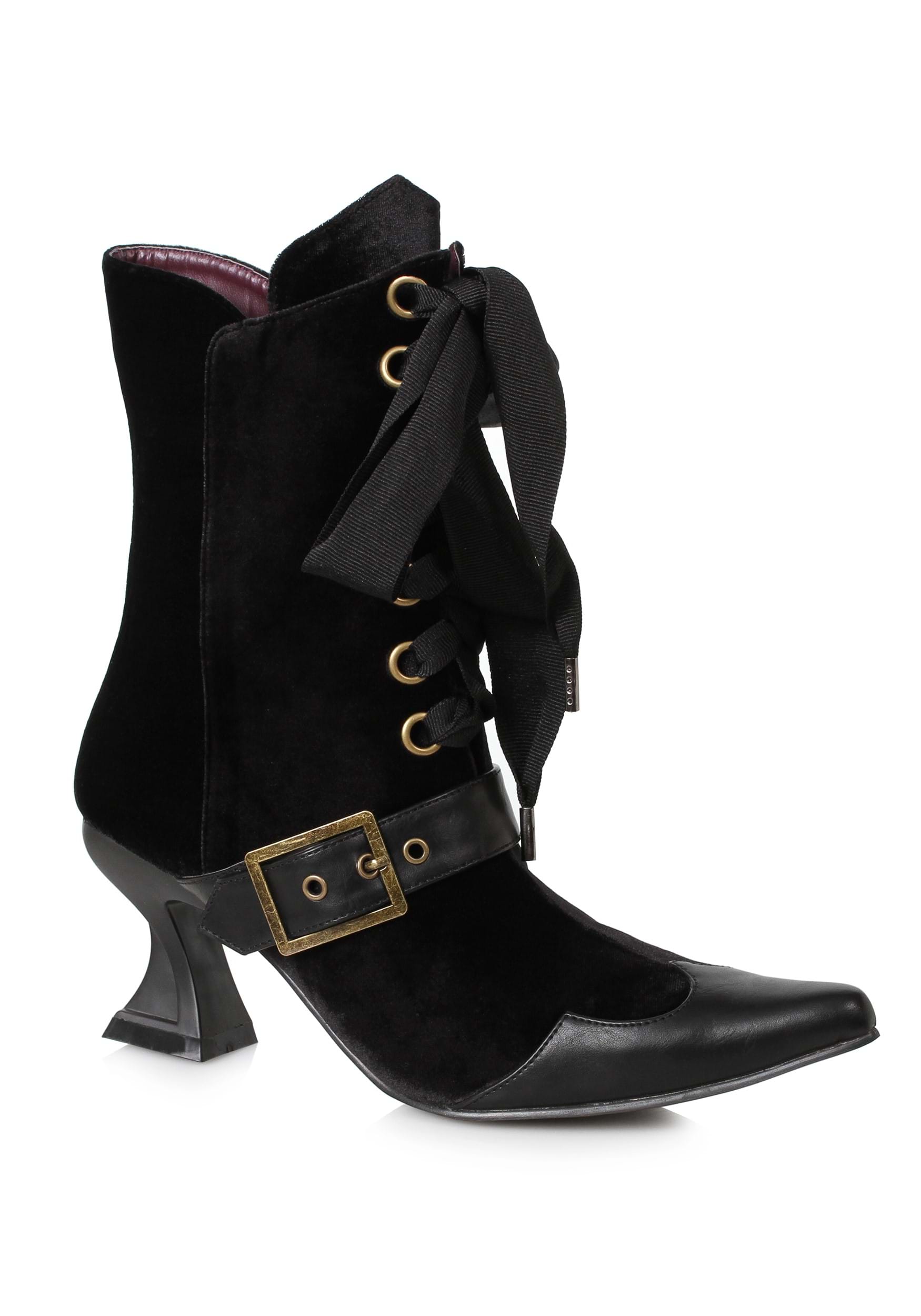 Women’s Black Velvet Boots with Heel