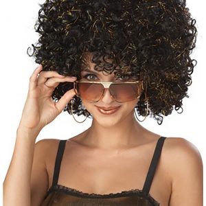 Women's Black and Gold Disco Wig