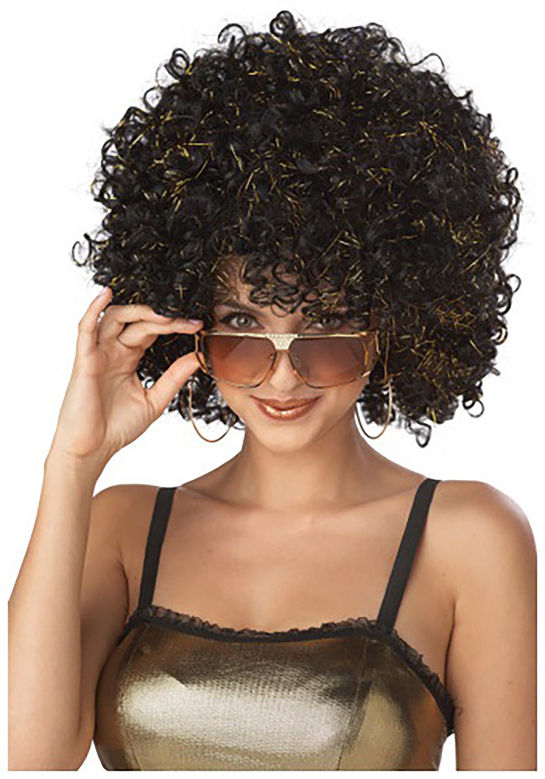 Women’s Black and Gold Disco Wig