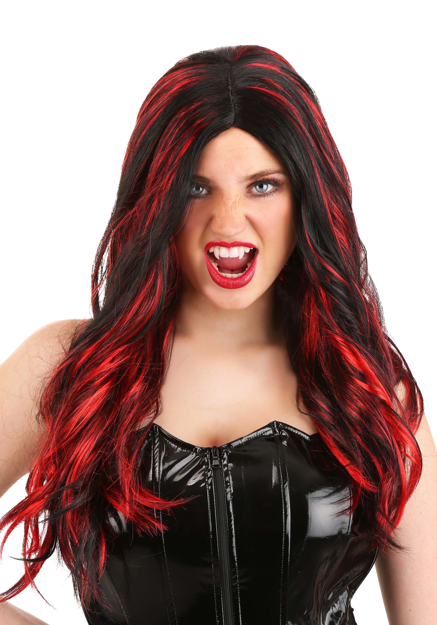 Women's Black and Red Vampire Wig