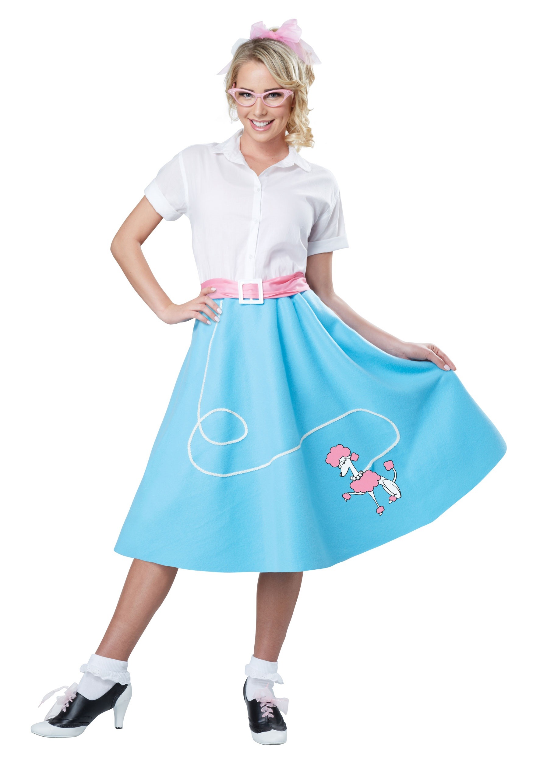 Womens Blue 50’s Poodle Skirt Costume