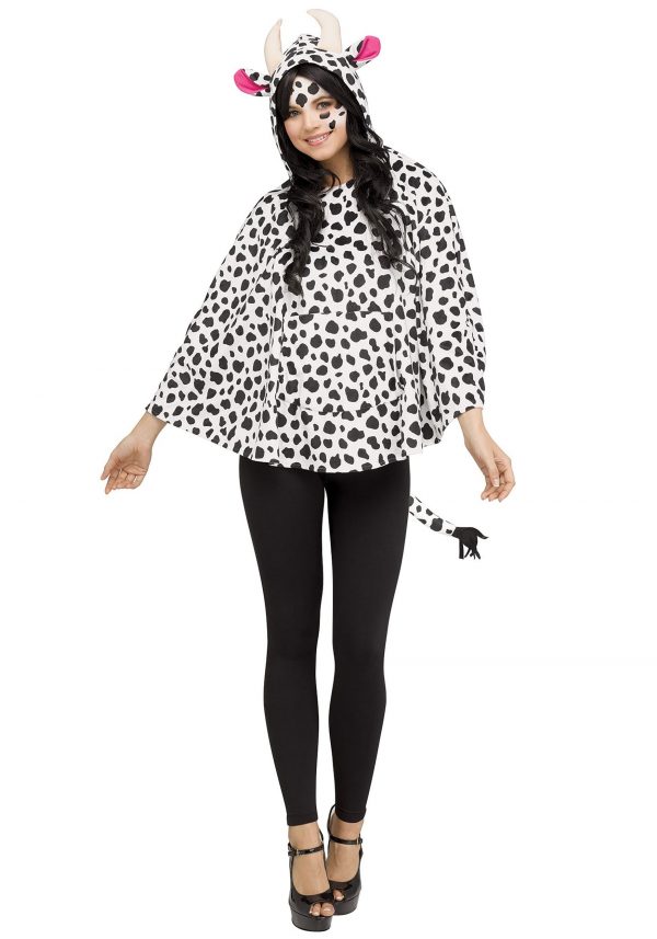 Women's Cow Hooded Poncho Costume