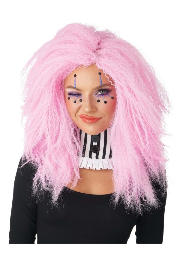 Women's Crimped 'N Kooky Pink Wig