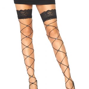 Women's Crystal Lace Top Thigh High