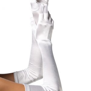 Women's Extra Long White Satin Gloves