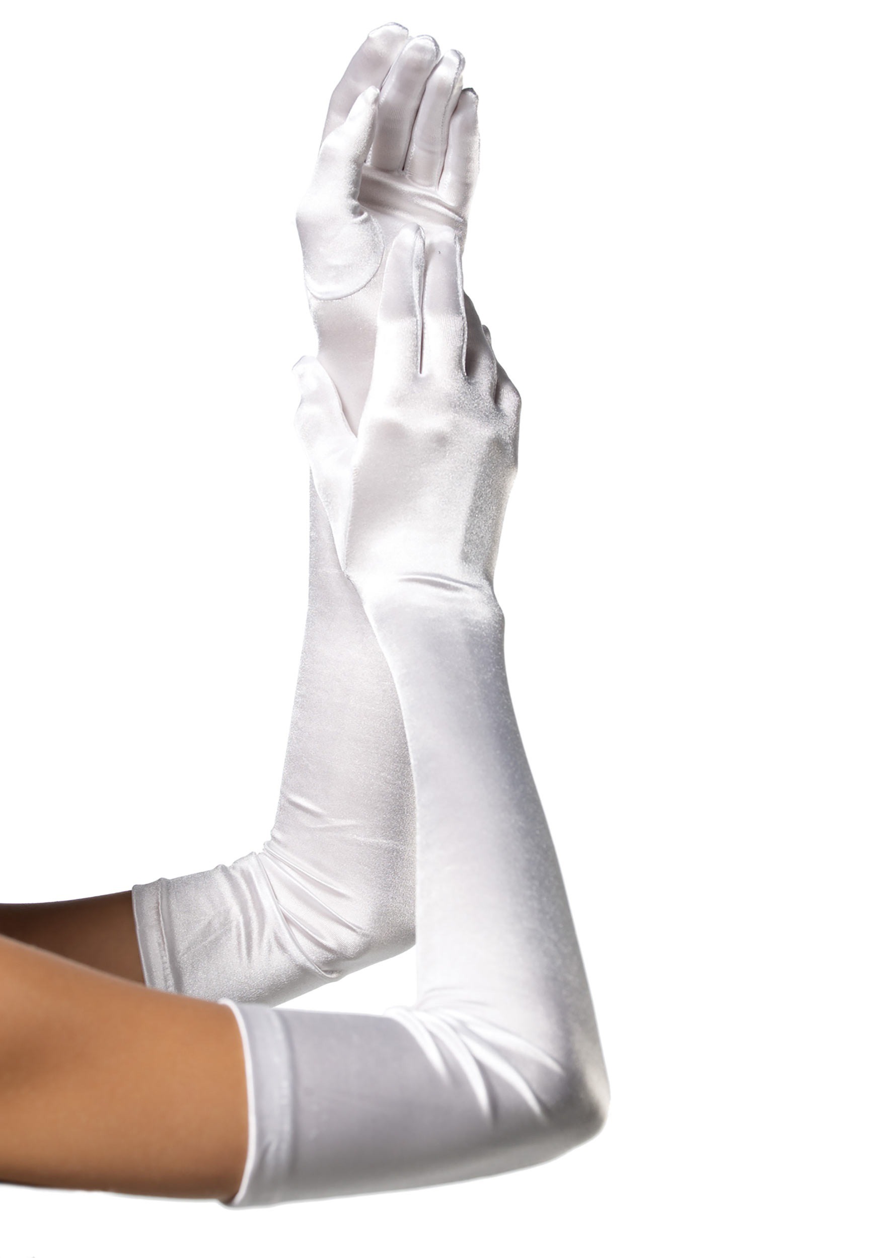 Women’s Extra Long White Satin Gloves