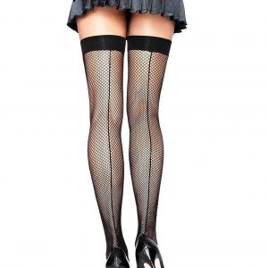 Women's Fishnet Plus Thigh Highs with Backseam