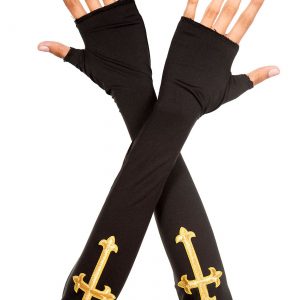 Women's Gold Cross Fingerless Gloves