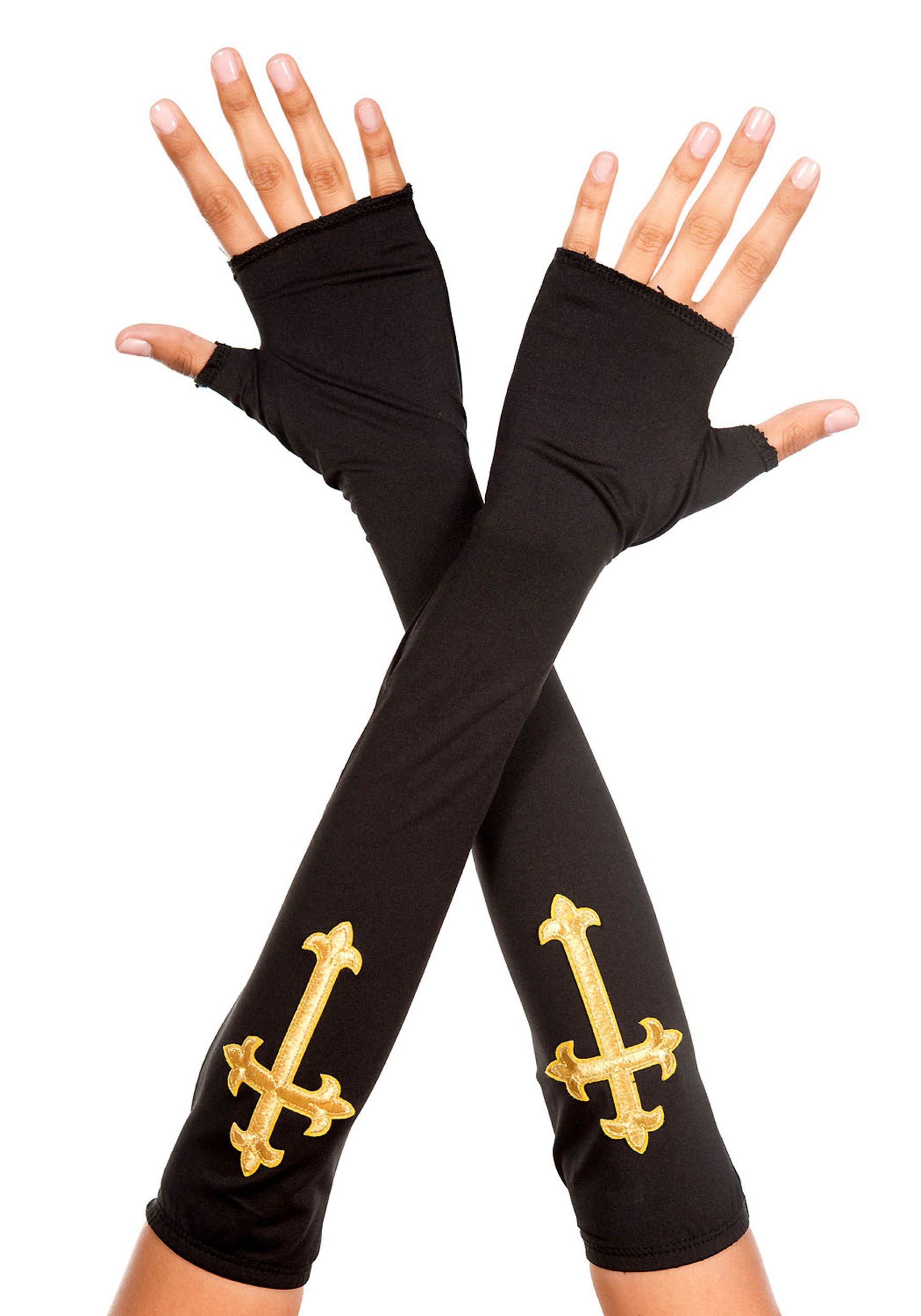 Women’s Gold Cross Fingerless Gloves