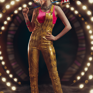 Women's Harley Quinn Gold Overalls Costume