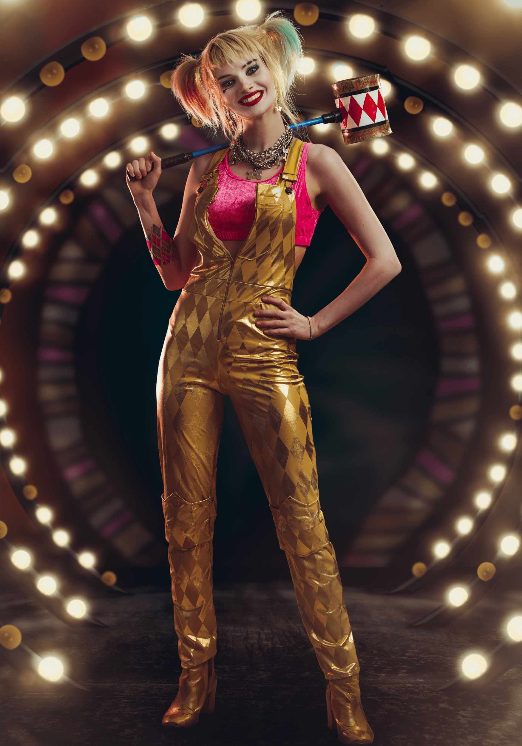 Women’s Harley Quinn Gold Overalls Costume