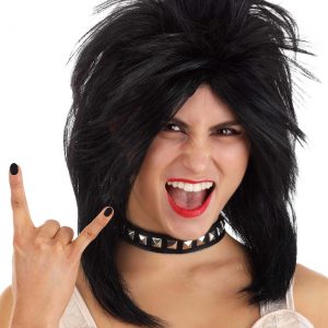 Women's Heavy Metal Rocker Black Wig