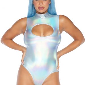 Women's Keyhole Bodysuit Holographic Costume