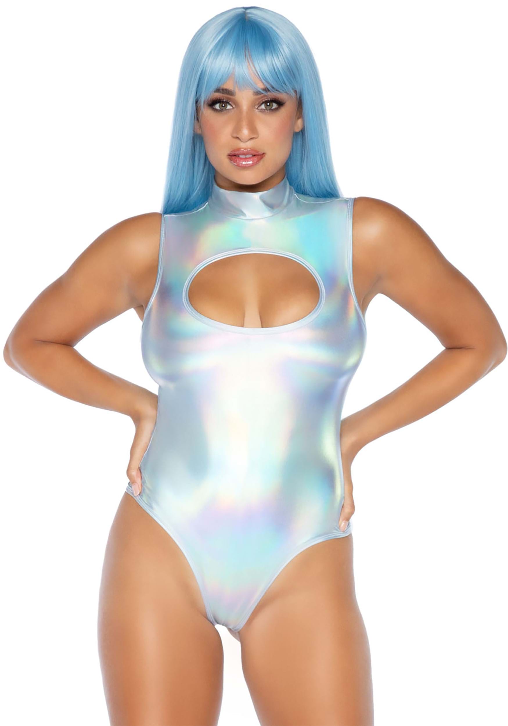 Women’s Keyhole Bodysuit Holographic Costume