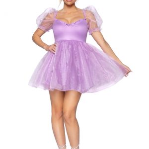 Women's Lavender Irridescent Organza Babydoll Dress Costume