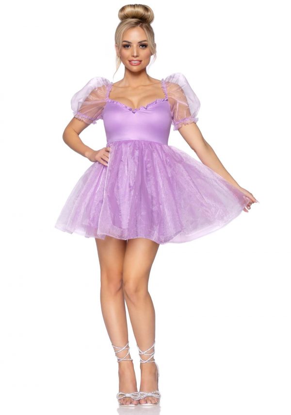 Women's Lavender Irridescent Organza Babydoll Dress Costume
