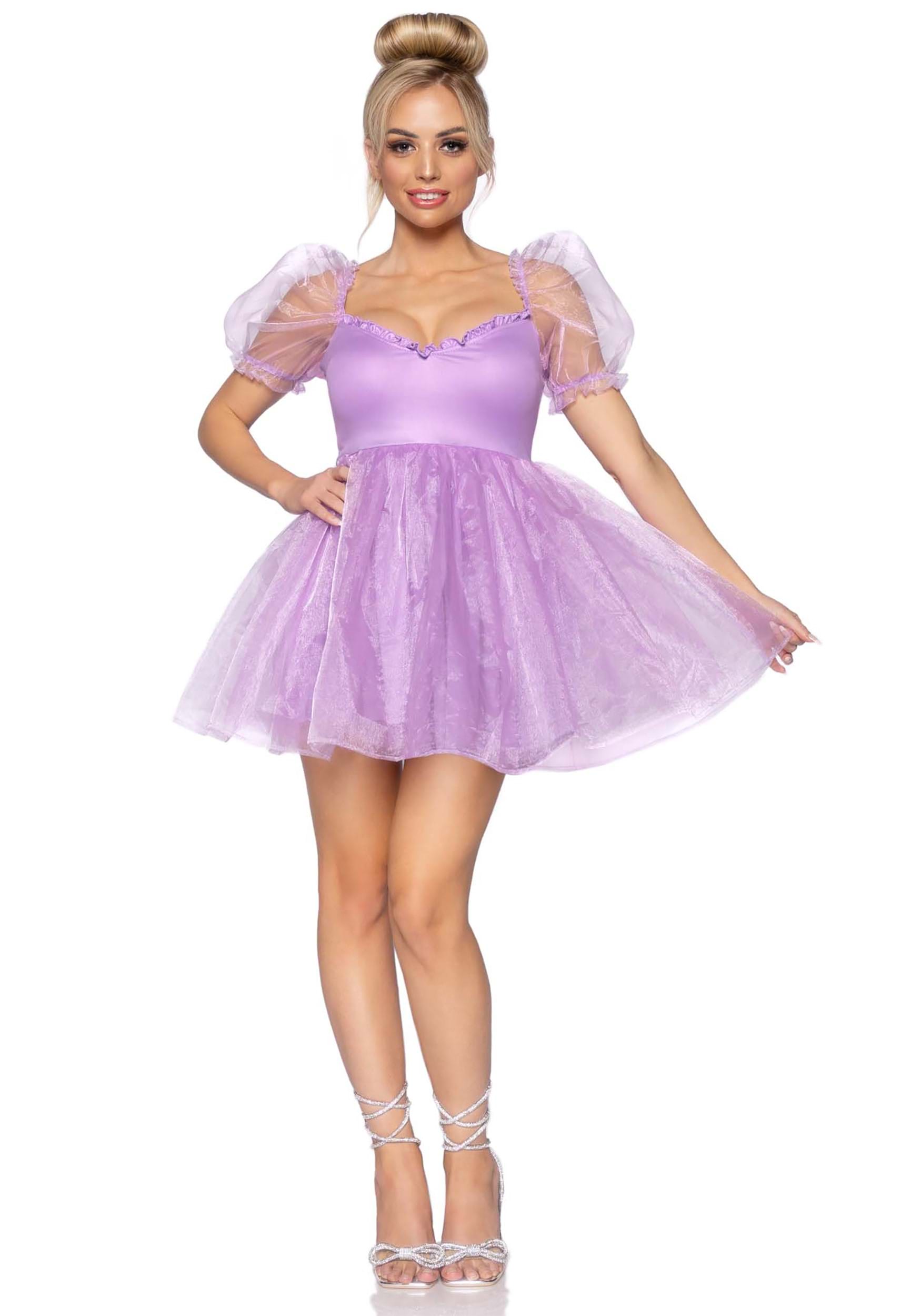 Women’s Lavender Irridescent Organza Babydoll Dress Costume