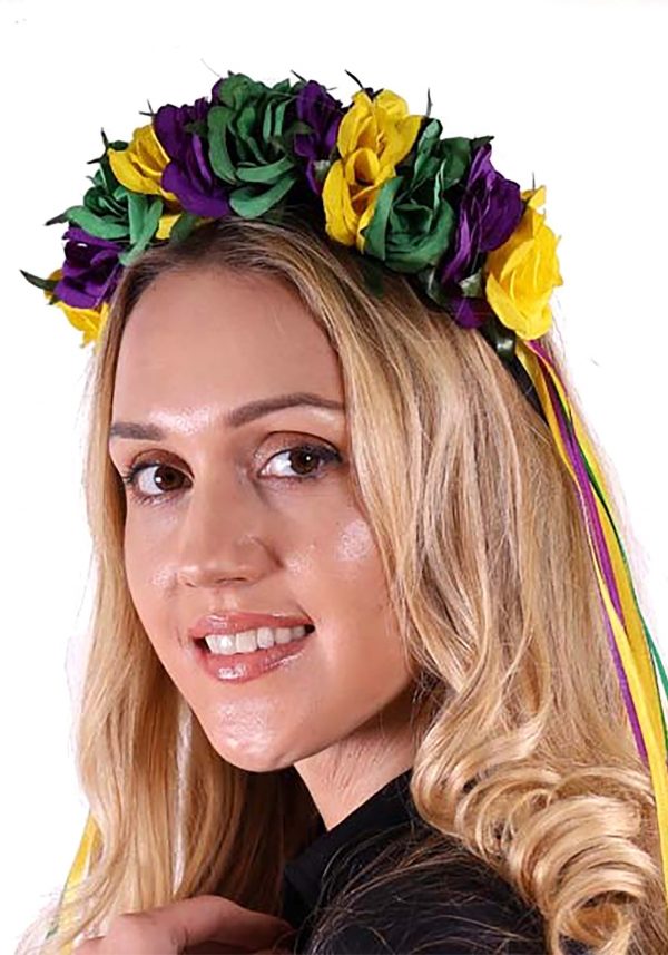 Women's Mardi Gras Floral Crown