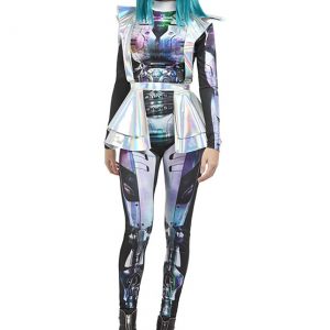 Womens Metallic Cyber Alien Costume