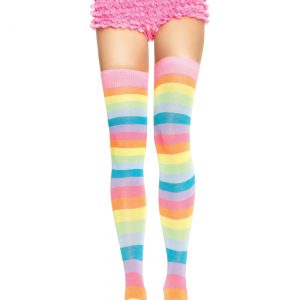 Women's Neon Rainbow Thigh High Stockings