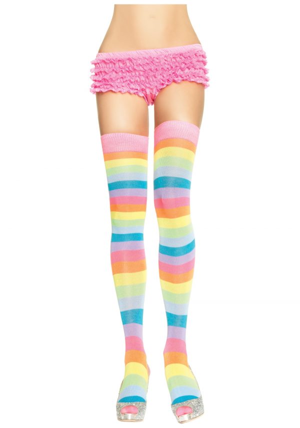 Women's Neon Rainbow Thigh High Stockings