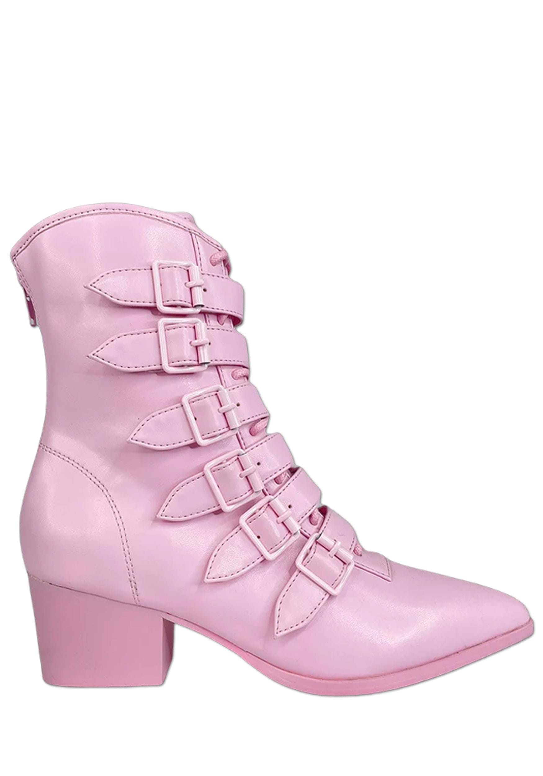 Women’s Pastel Pink Buckle Boots