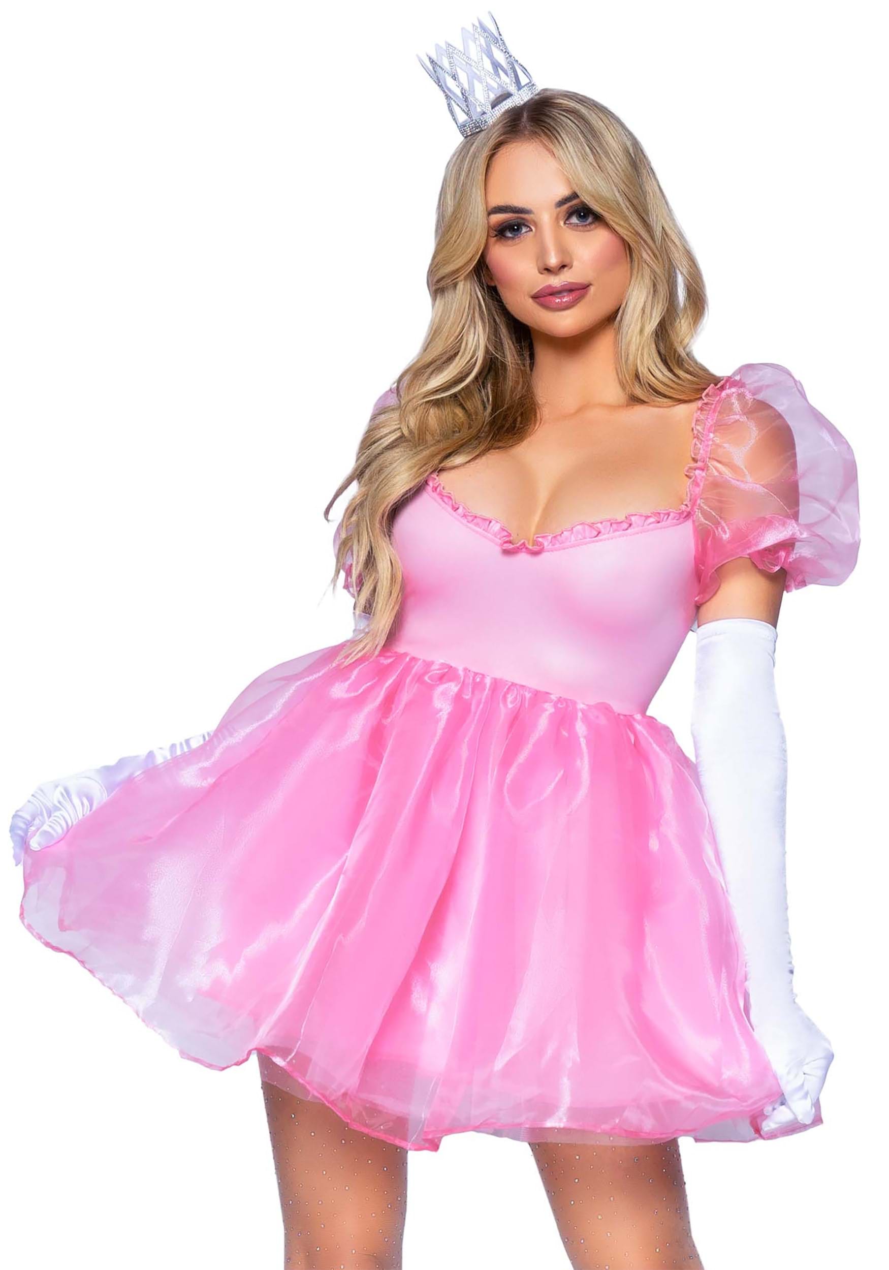 Women’s Pink Irridescent Organza Babydoll Dress Costume