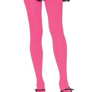 Womens Pink Nylon Opaque Tights