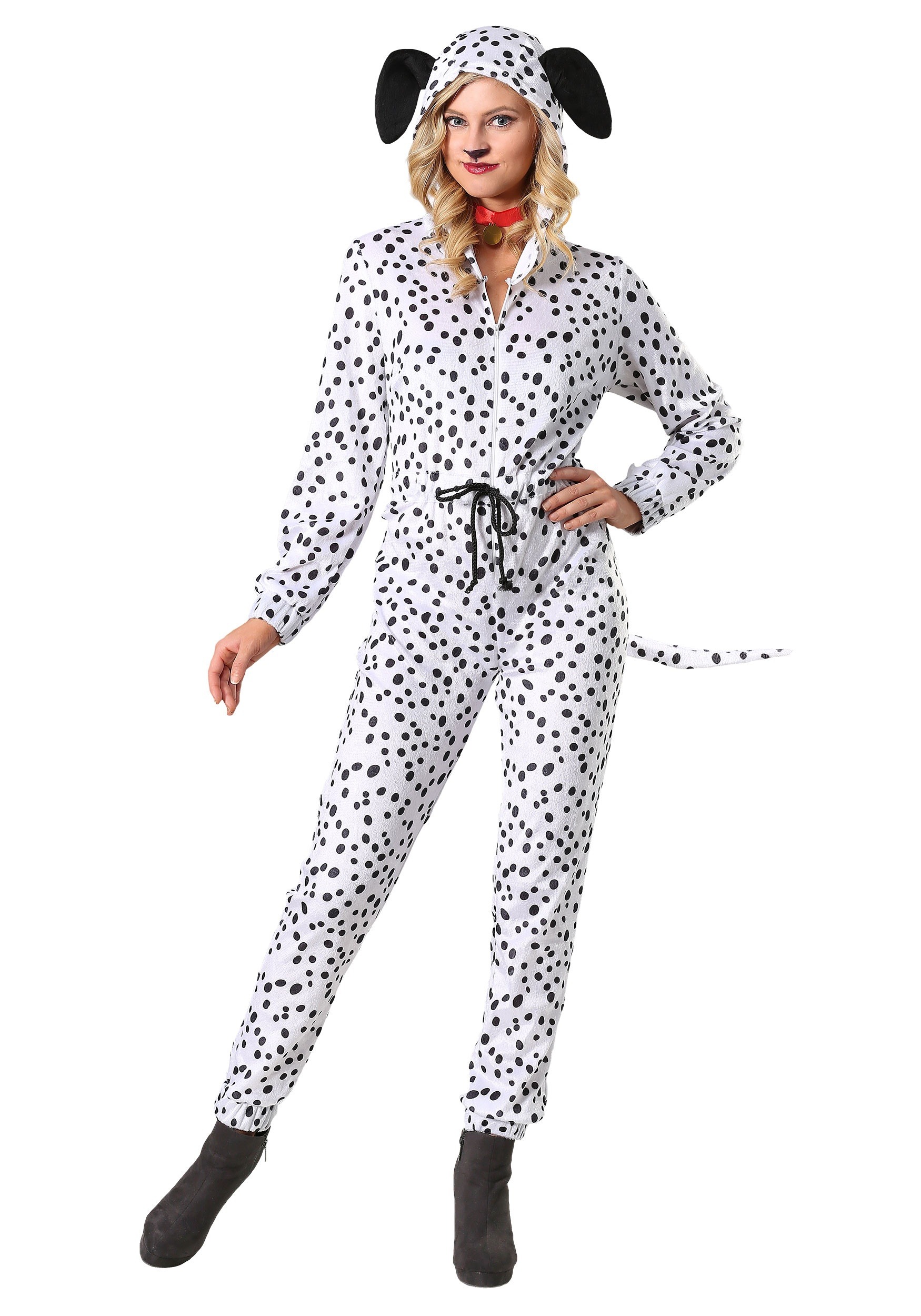 Women’s Plus Cozy Dalmatian Jumpsuit Costume