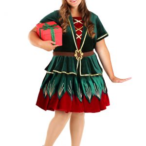 Women's Plus Deluxe Holiday Elf Costume