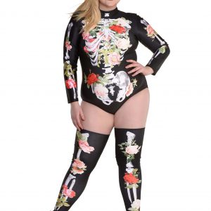Women's Plus Size Floral Skeleton Costume