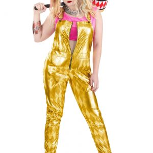 Women's Plus Size Harley Quinn Gold Overalls Costume