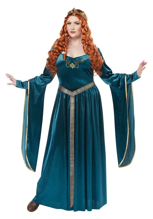 Women's Plus Size Lady Guinevere Teal Costume