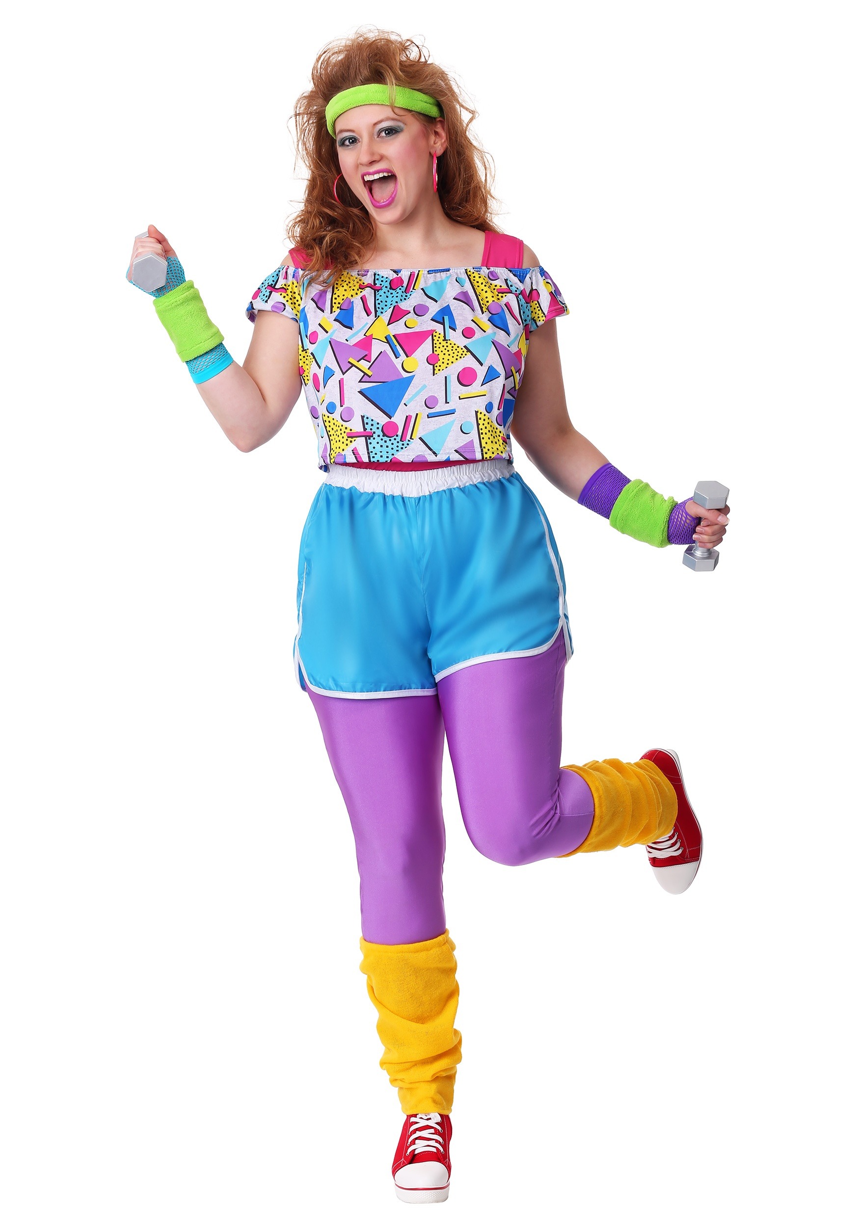 Women’s Plus Size Work It Out 80s Costume