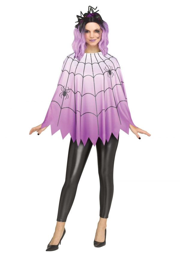 Women's Purple Ombre Spider Web Poncho