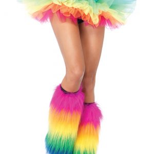 Women's Rainbow Furry Leg Warmers