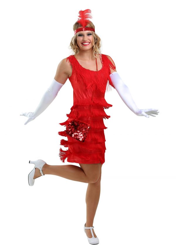 Women's Red Flapper Fashion Dress Costume