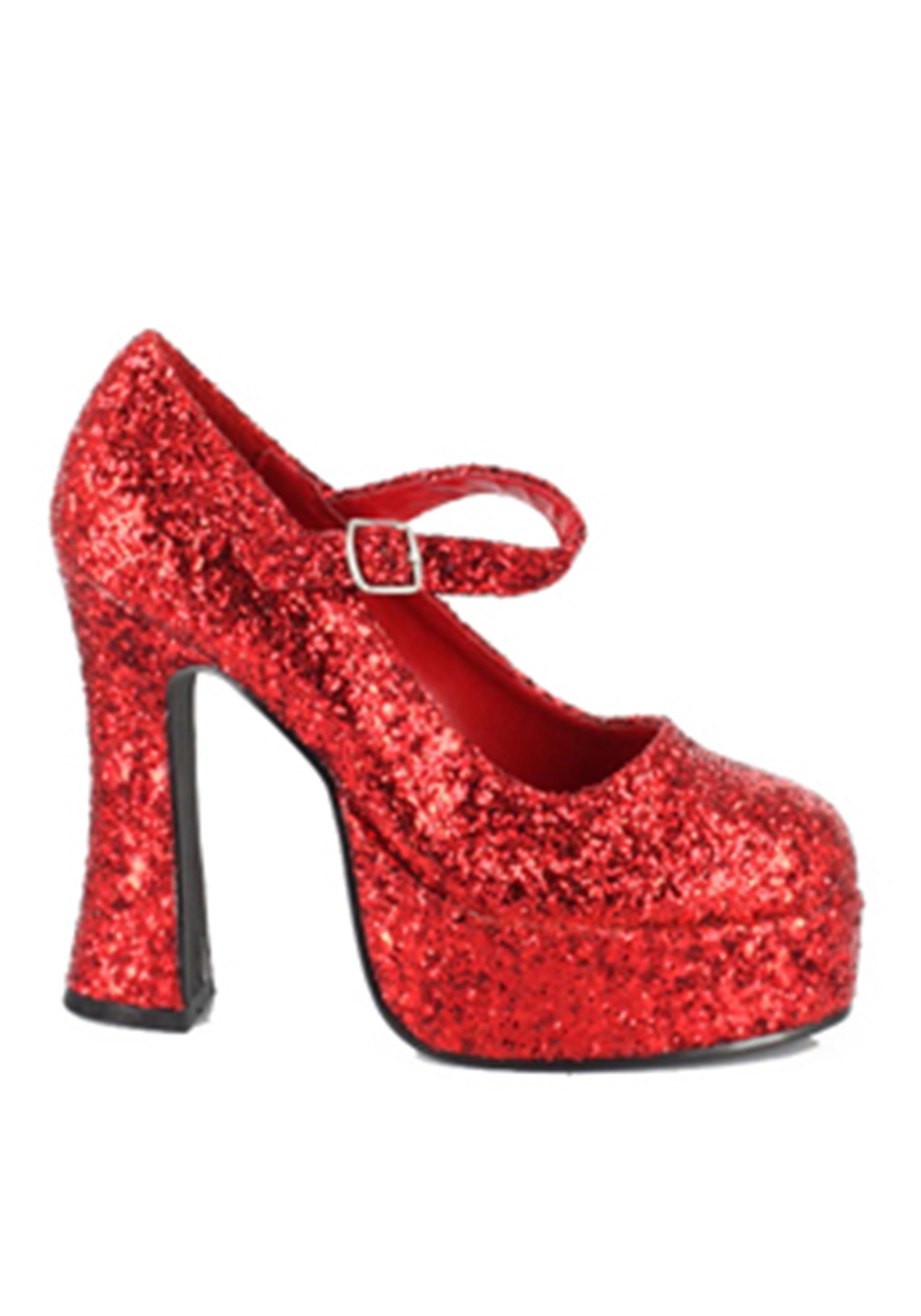 Women’s Red Glitter Platform Mary Jane Shoes