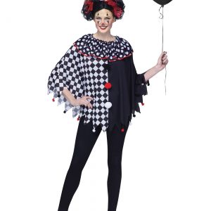 Women's Scary Clown Poncho Costume