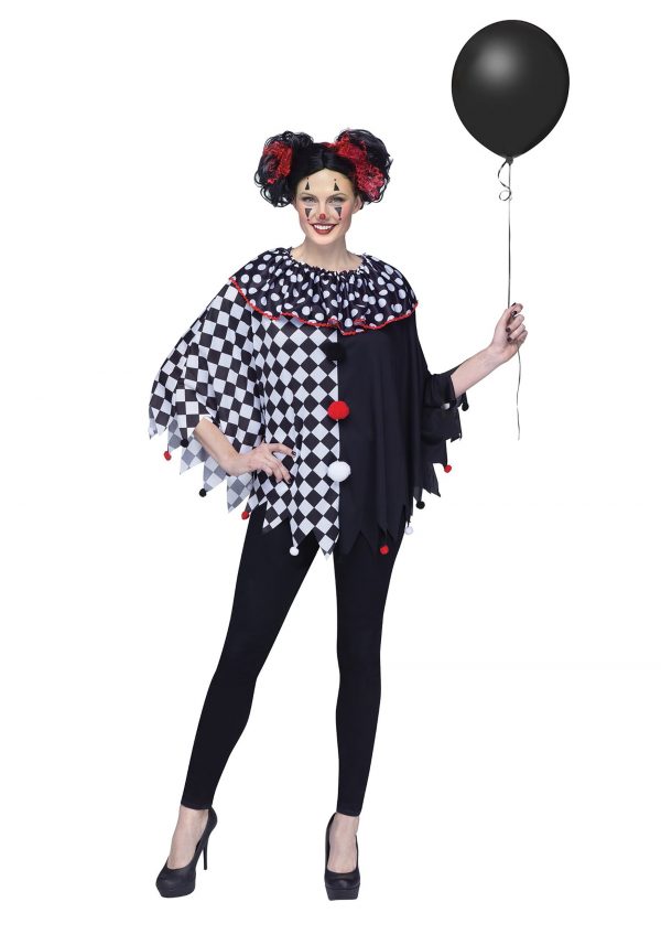 Women's Scary Clown Poncho Costume