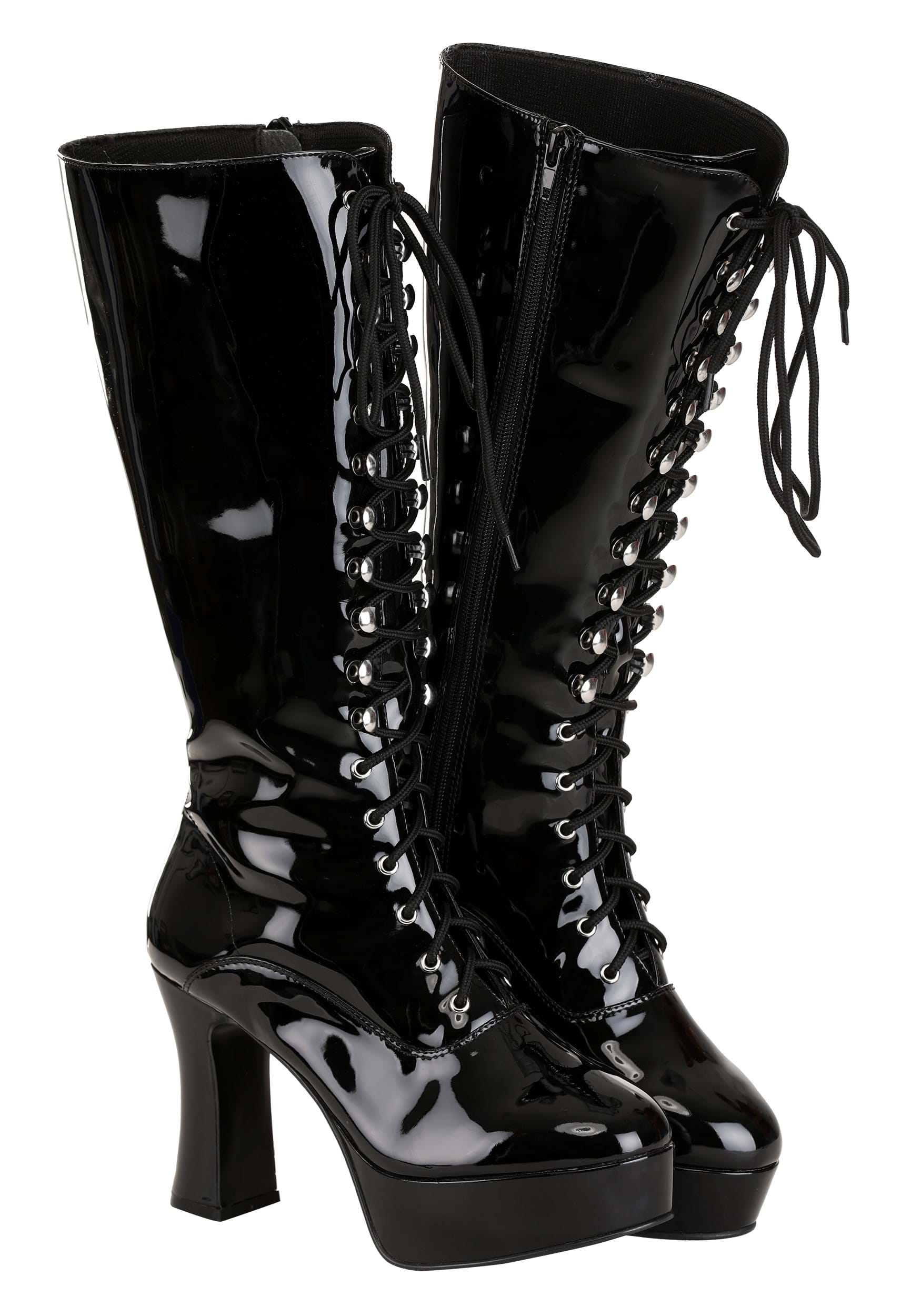 Women’s Sexy Black Faux Leather Knee High Boots