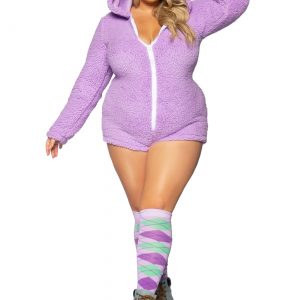 Women's Sexy Plus Size Purple Cuddle Cat Costume