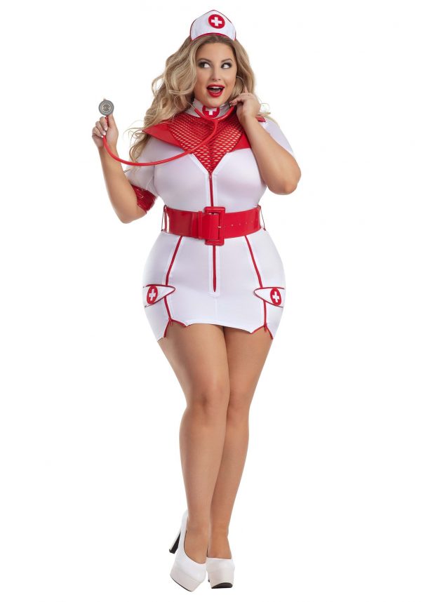 Women's Sexy Plus Size Zip-Up Nurse Costume