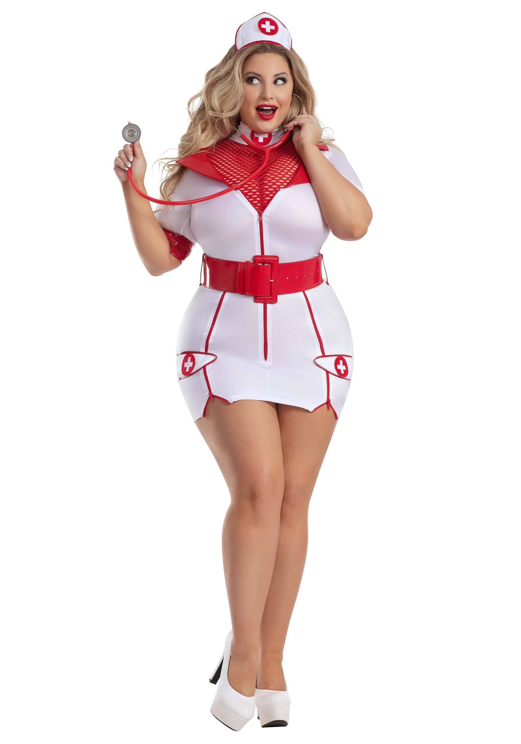 Women’s Sexy Plus Size Zip-Up Nurse Costume