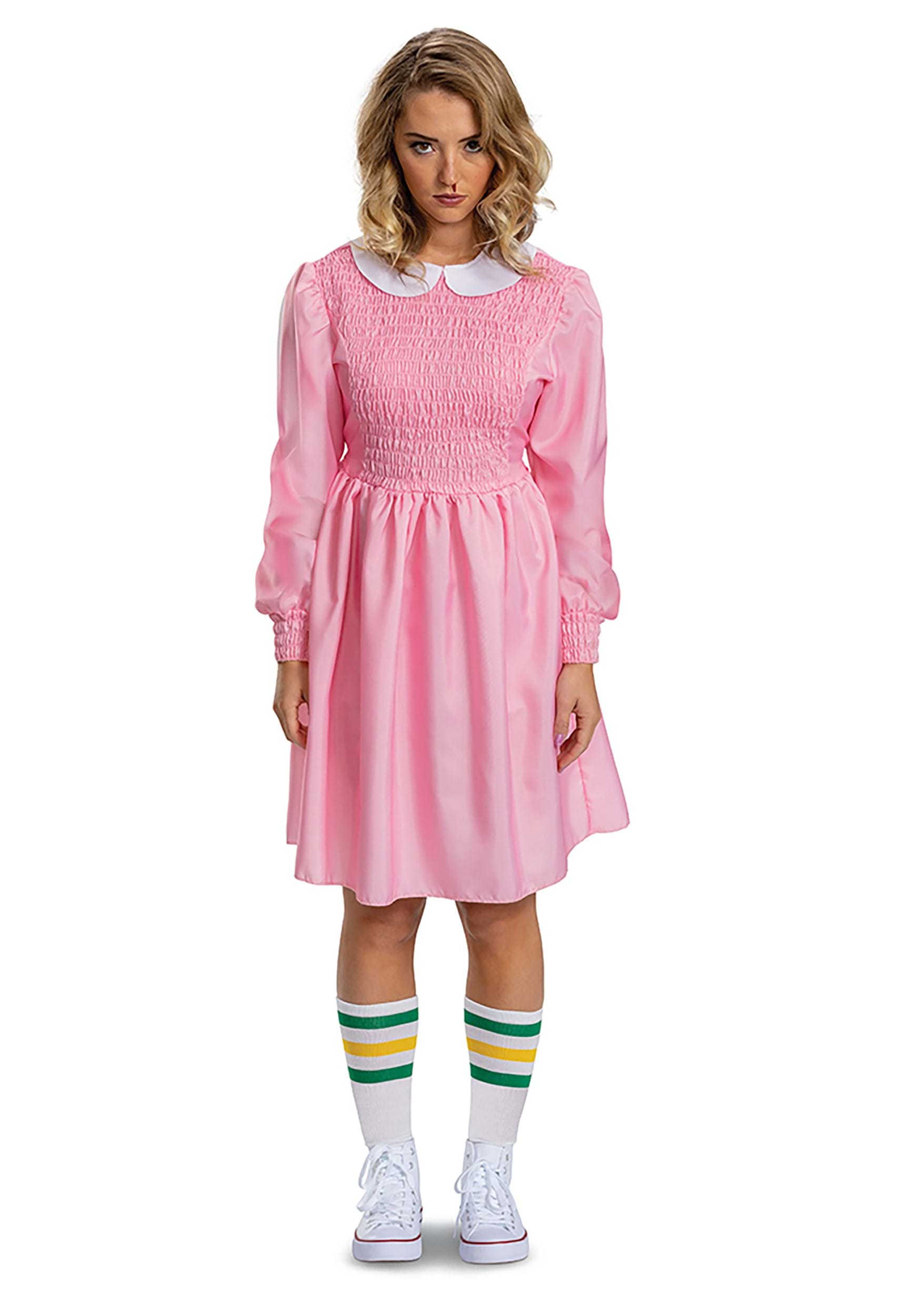 Women’s Stranger Things Deluxe Pink Dress Eleven Costume