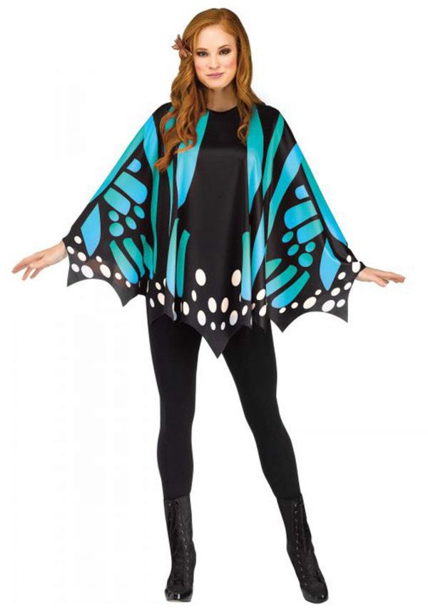 Women's Teal Butterfly Poncho