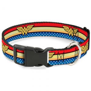 Wonder Woman Logo Stars and Stripes Dog Plastic Clip Collar