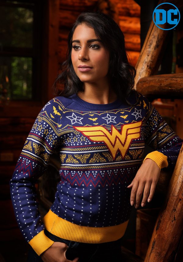 Wonder Woman Navy Women's Ugly Christmas Sweater